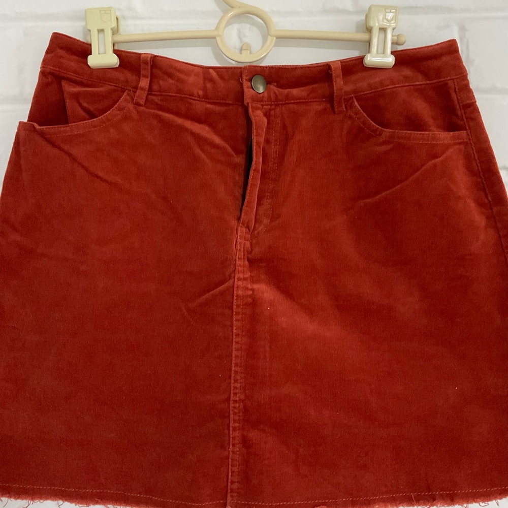 Burnt orange corduroy mini skirt